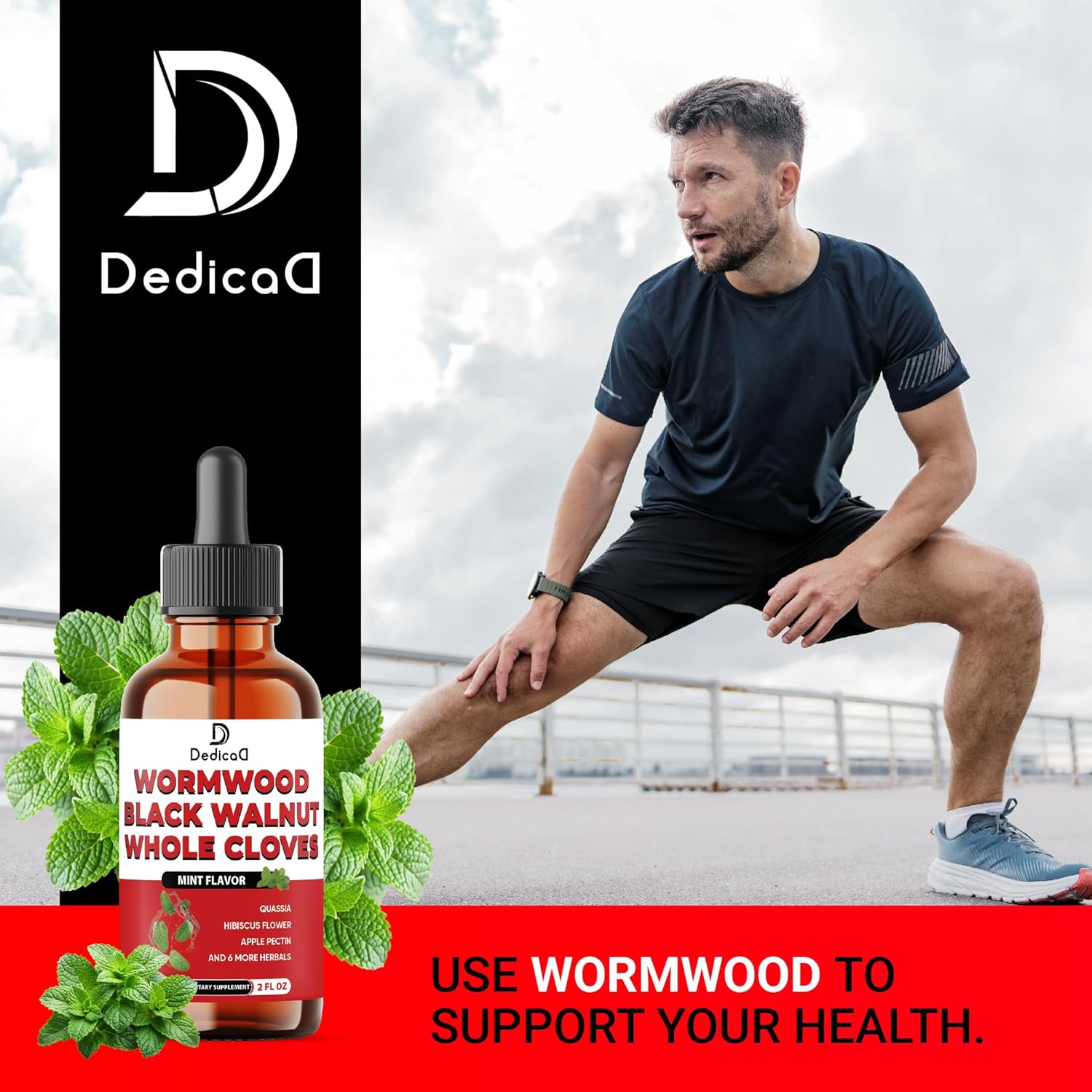 12in1 Wormwood Liquid Drops Added Black Walnut, Whole Cloves and 9 More Herbs - 60ml - Mint Flavor - natuurlijk supplement | naturalcleance.com