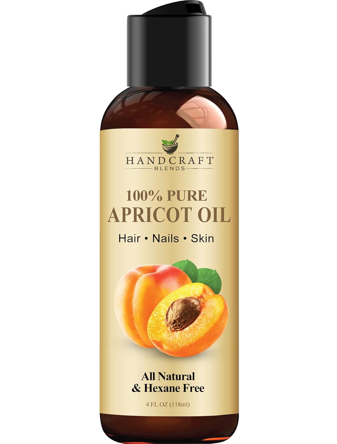Handcraft Blends Apricot Kernel Oil - Cold-Pressed 118 gram - 100% Pure and Natural - Premium Grade Carrier Oil for Skin and Hair - Hair and Body - Massage - Hexane-Free
