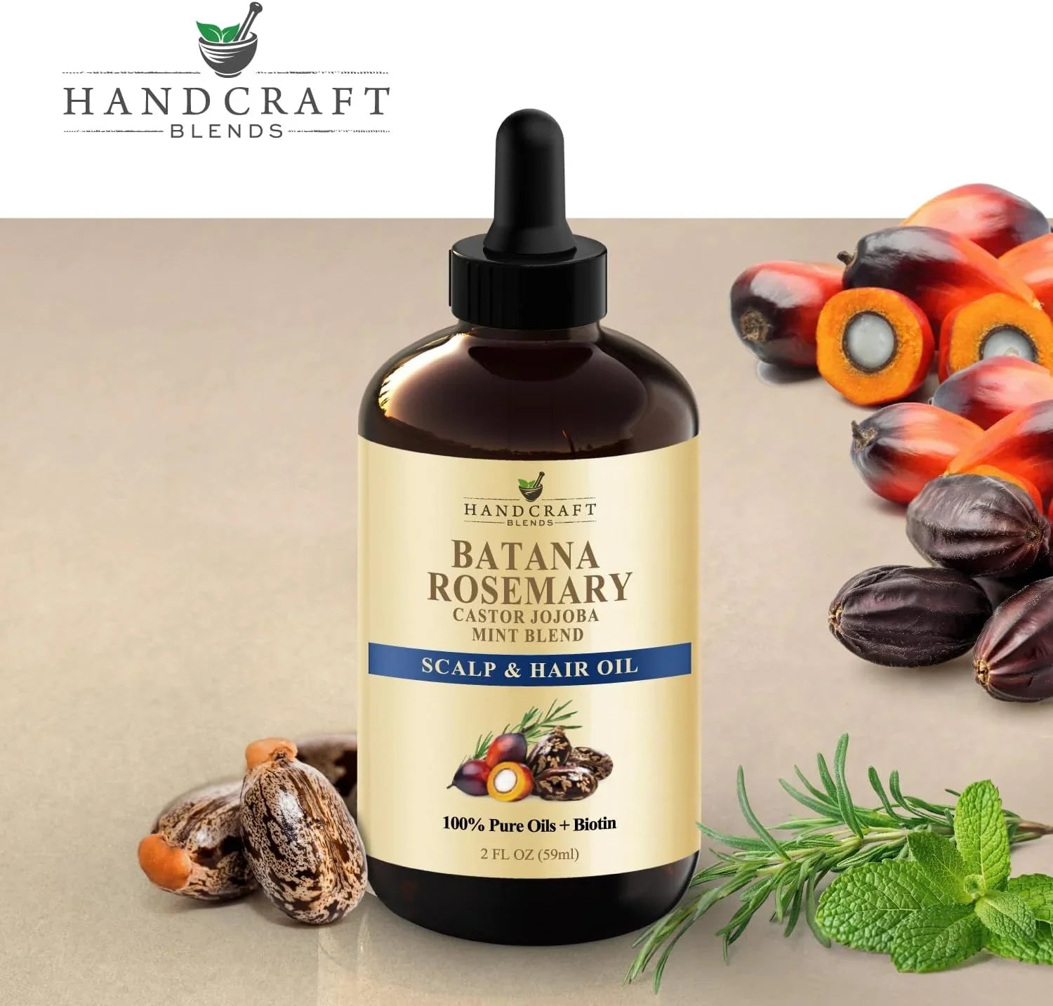 Batana & Rosemary Hair Growth Oil 59 gram – Scalp Treatment & Strengthening for Growth & Loss, Thinning, Dry Scalp, Split Ends – Natural Hair Oil for Women & Men – Intensive Repair & Nourishing Formula - natuurlijk supplement | naturalcleance.com