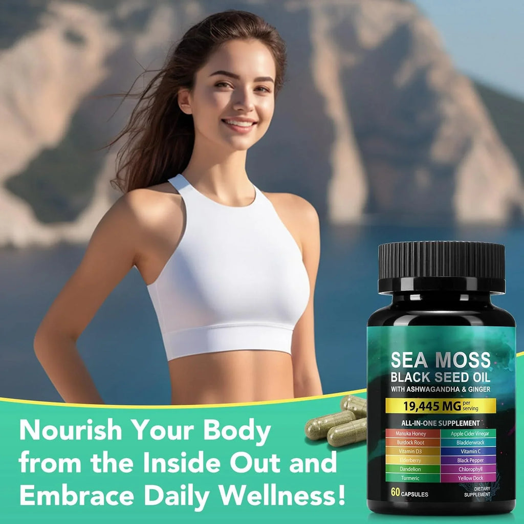 Ashwagandha Sea Moss Black Seed Oil 60 Capsules - natuurlijk supplement | naturalcleance.com