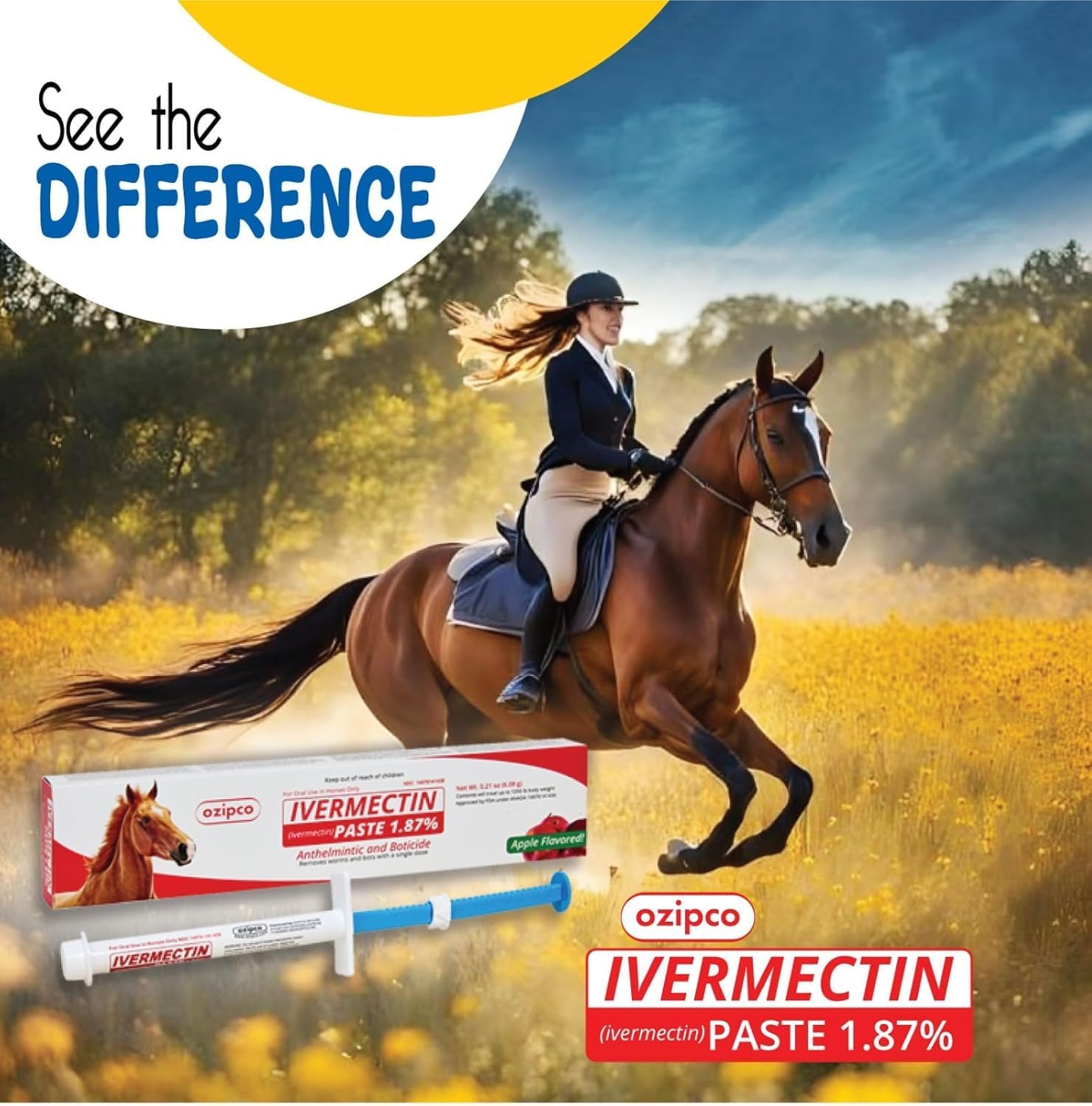 Ivermectin Horse Paste 1.87% | Koop 3 artikelen Krijg 3 artikelen met 15% korting- Apple Flavor – 6.08g Syringe for Equine Use Only Up to 1250 LB