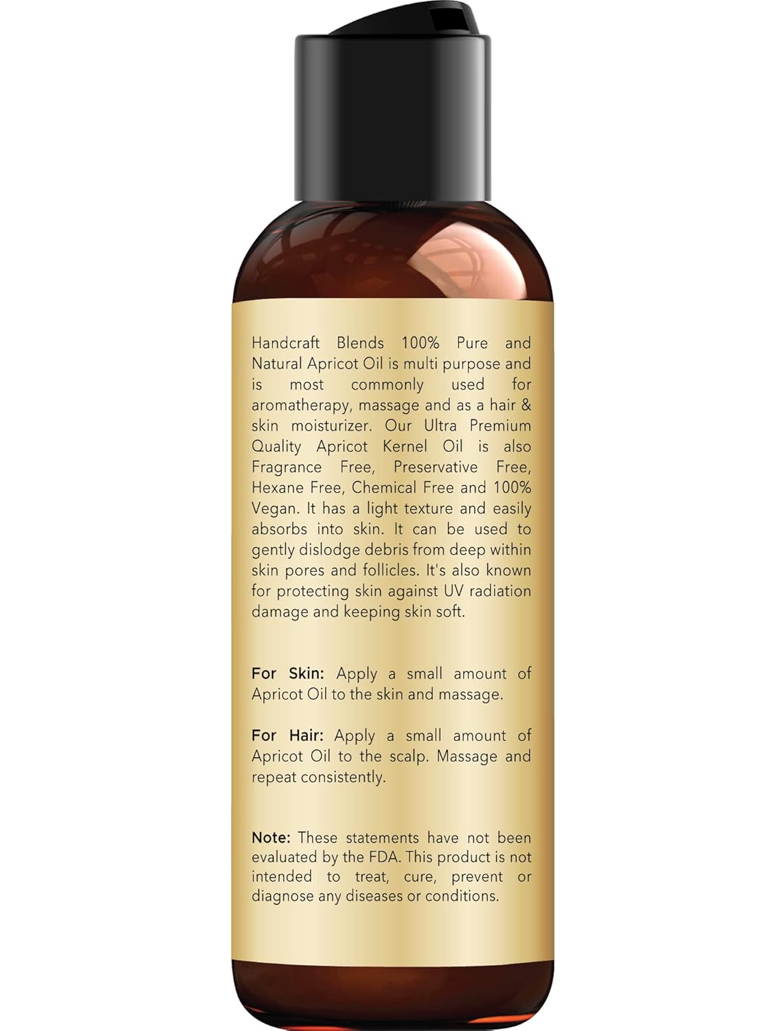 Handcraft Blends Apricot Kernel Oil - Cold-Pressed 118 gram - 100% Pure and Natural - Premium Grade Carrier Oil for Skin and Hair - Hair and Body - Massage - Hexane-Free