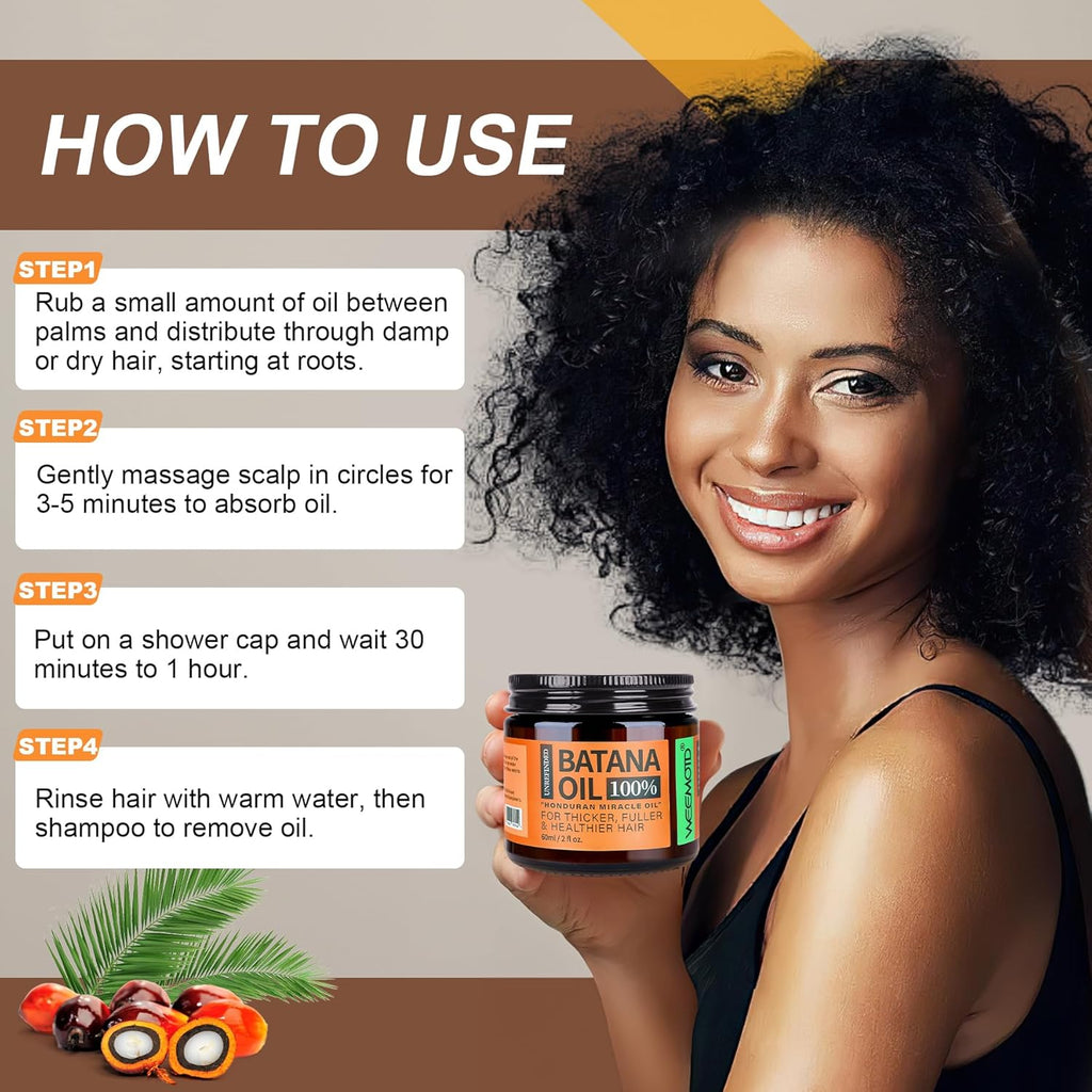 Batana Oil for Hair Growth Dr Sebi, 100% Raw Organic Batana Hair Mask from Honduras, Wild Growth Hair Oil, Scalp Oil Promotes Hair Thickness, Prevents Loss for Men & Women, 60ml - natuurlijk supplement | naturalcleance.com