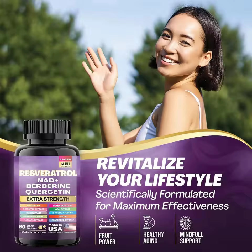 NAD+ Resveratrol Supplement 18-in-1 – 120 Capsules