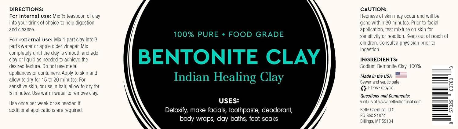 Binder Food Grade Sodium Bentonite Clay - Powder -internal end external use- 450 gram - natuurlijk supplement | naturalcleance.com