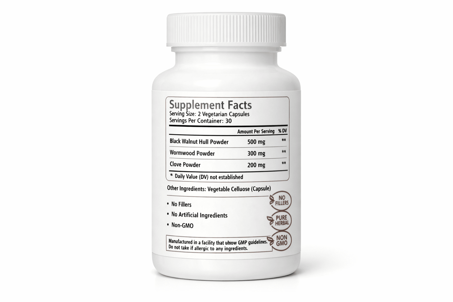 Black Walnut Hull Complex Capsules Natural Blend with Wormwood & Clove Herbal Supplement 60 capsules