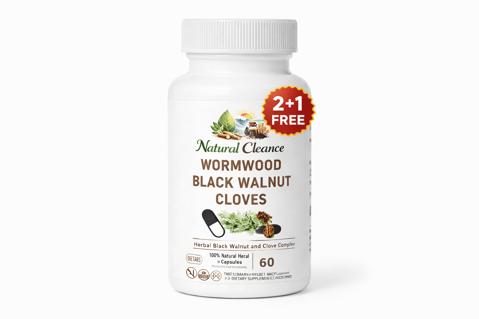 Black Walnut Hull Complex Capsules Natural Blend with Wormwood & Clove Herbal Supplement 60 capsules