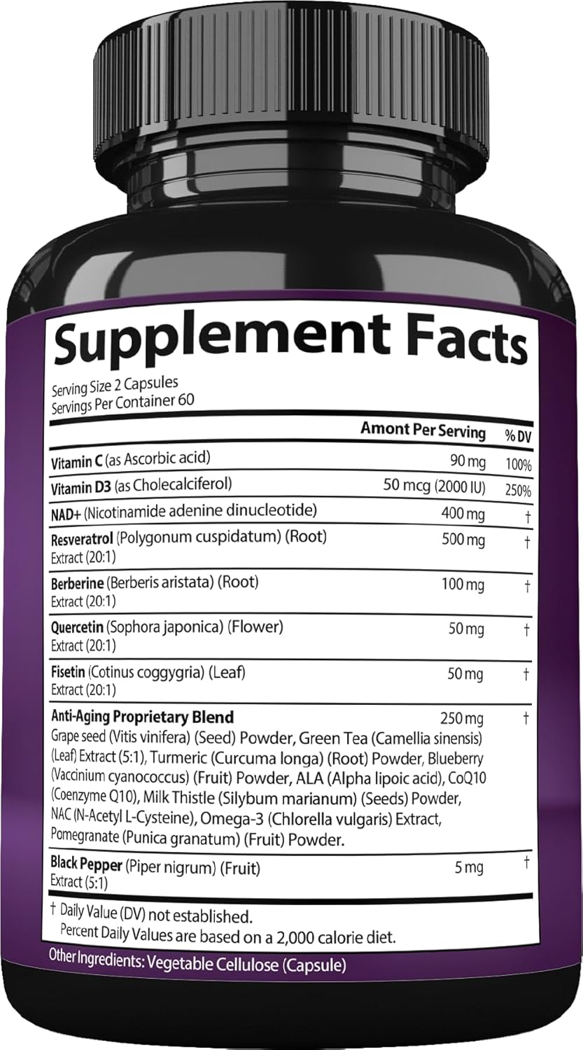 NAD+ Resveratrol Supplement 18-in-1 – 120 Capsules