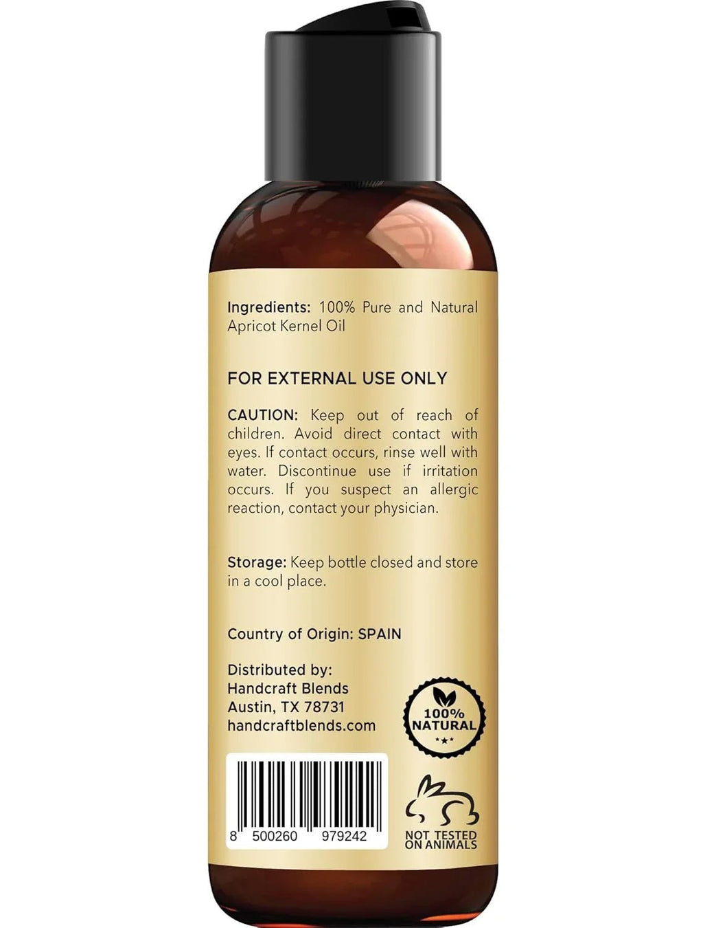 Handcraft Blends Apricot Kernel Oil - Cold-Pressed 118 gram - 100% Pure and Natural - Premium Grade Carrier Oil for Skin and Hair - Hair and Body - Massage - Hexane-Free - natuurlijk supplement | naturalcleance.com