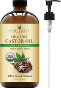 Handcraft Blends Cold-Pressed Organic Castor Oil 473ml | Glass Bottle | 100% Pure and Natural | Premium Grade Carrier Oil | Hair, Eyelashes and Eyebrows | Hair and Body - natuurlijk supplement | naturalcleance.com