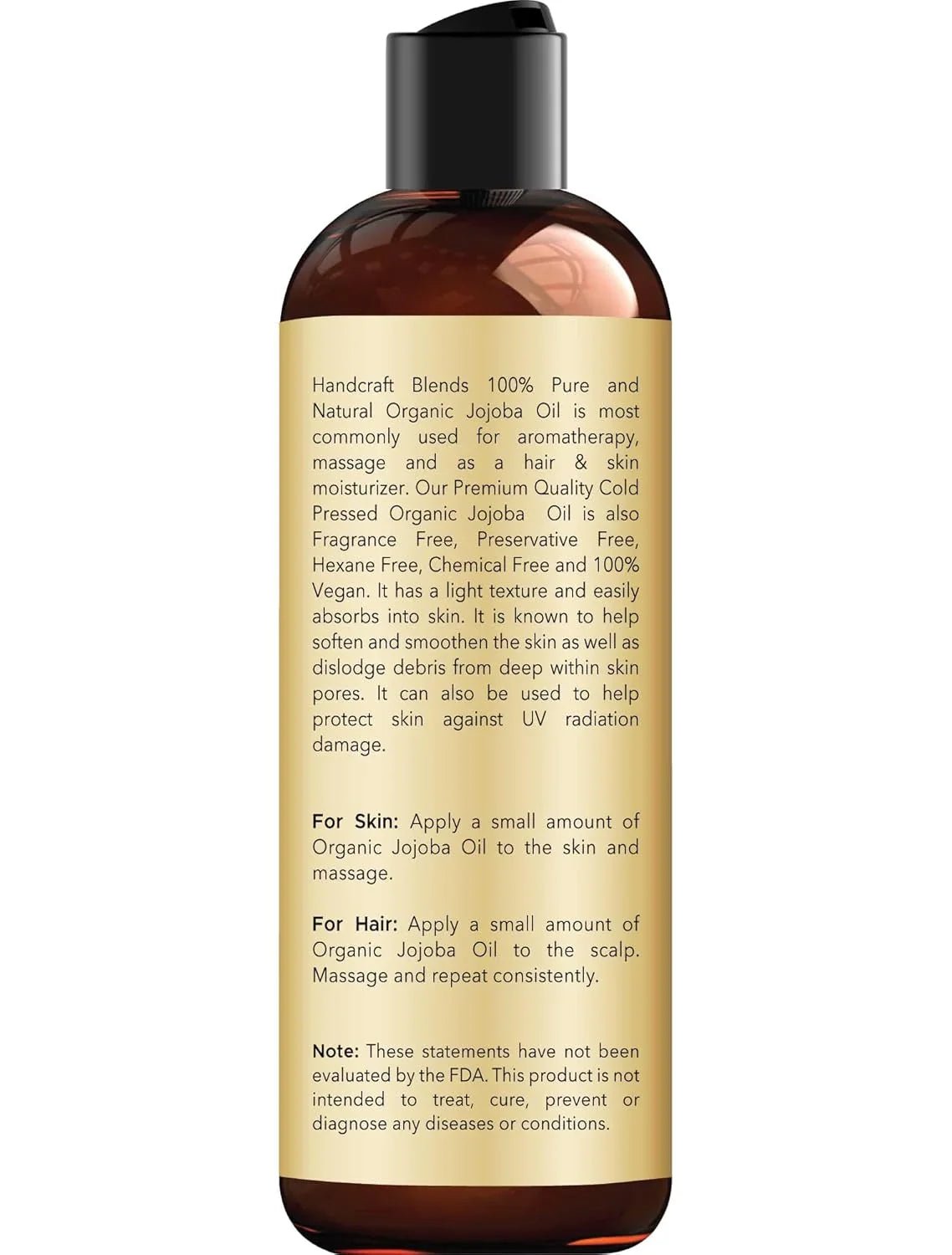Handcraft Blends USDA Organic Jojoba Oil | Cold-Pressed | 236ml | 100% Pure & Natural | for Hair, Skin & Face | Premium Grade Carrier Oil | for Massage & Aromatherapy | Hexane-Free - natuurlijk supplement | naturalcleance.com