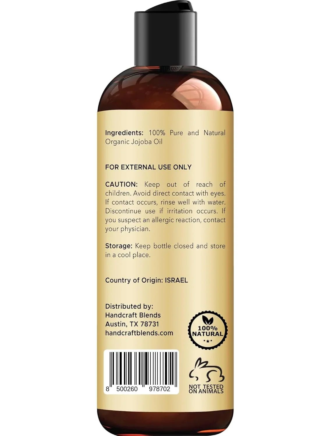 Handcraft Blends USDA Organic Jojoba Oil | Cold-Pressed | 236ml | 100% Pure & Natural | for Hair, Skin & Face | Premium Grade Carrier Oil | for Massage & Aromatherapy | Hexane-Free - natuurlijk supplement | naturalcleance.com