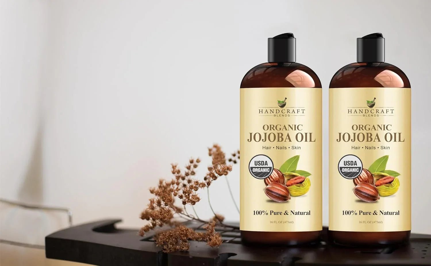 Handcraft Blends USDA Organic Jojoba Oil-pomp included| Cold-Pressed | 473 ml | 100% Pure & Natural | for Hair, Skin & Face | Premium Grade Carrier Oil | for Massage & Aromatherapy | Hexane-Free - natuurlijk supplement | naturalcleance.com