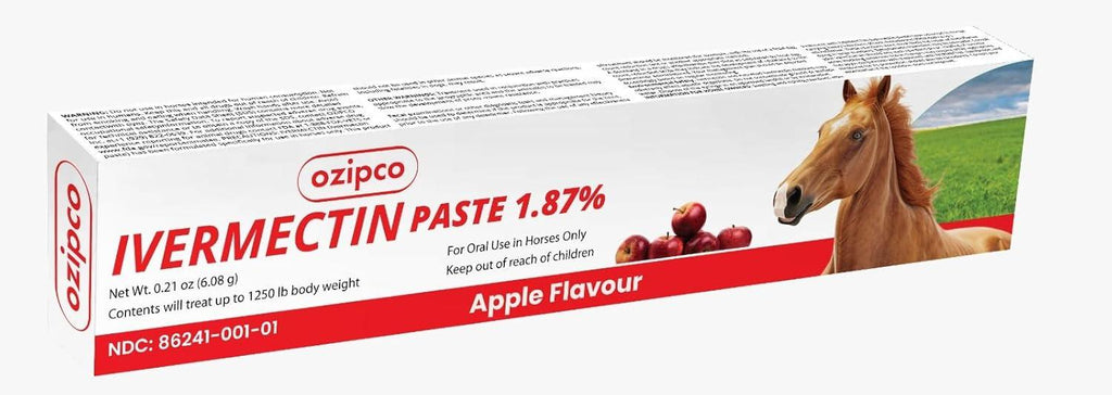 Ivermectin Horse Paste 1.87% | Koop 3 artikelen Krijg 3 artikelen met 15% korting- Apple Flavor – 6.08g Syringe for Equine Use Only Up to 1250 LB - natuurlijk supplement | naturalcleance.com