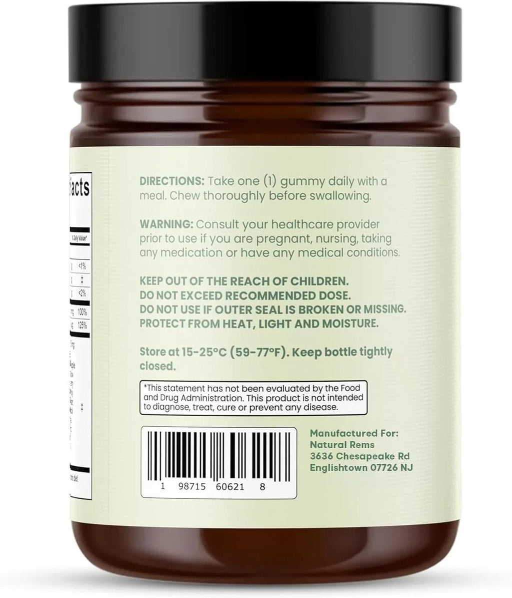 Natural Rems Sea Moss Gummies 16-in-1 - Ashwagandha Black Seed Oil Bladder Wrack Turmeric Vitamin C & D3 with Manuka Burdock Root Dandelion Yellow Dock Elderberry Apple Cider Vinegar (Green Apple) - natuurlijk supplement | naturalcleance.com