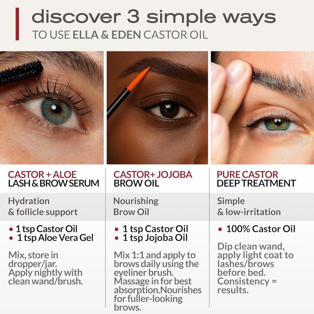 Organic Castor Oil for Eyelashes - 118ml Glass Bottle Lash Serum - for Eyebrows, for Hair Growth - Cold-Pressed Hexane-Free USDA Certified 100% Pure Unrefined - natuurlijk supplement | naturalcleance.com