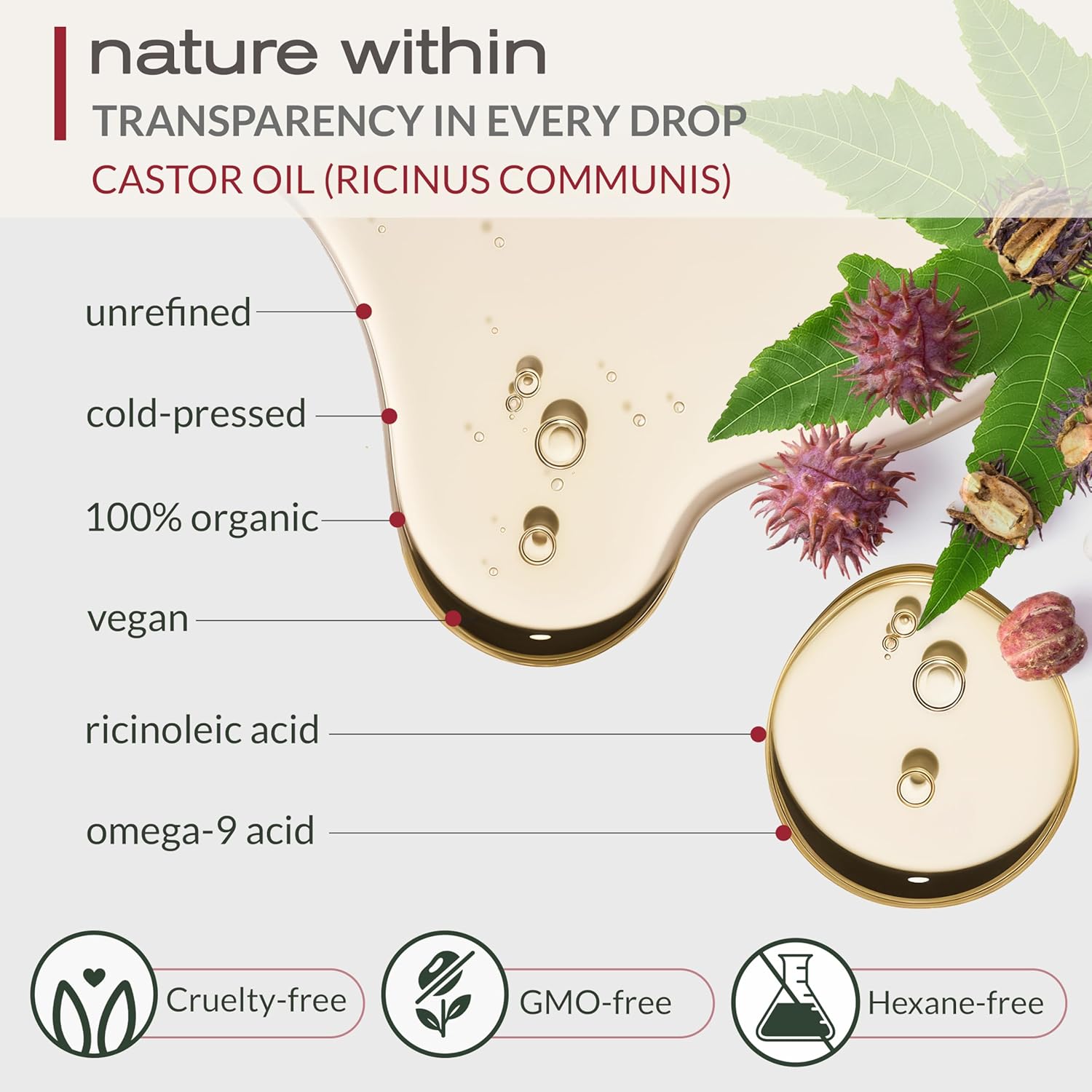 Organic Castor Oil for Eyelashes - 118ml Glass Bottle Lash Serum - for Eyebrows, for Hair Growth - Cold-Pressed Hexane-Free USDA Certified 100% Pure Unrefined - natuurlijk supplement | naturalcleance.com