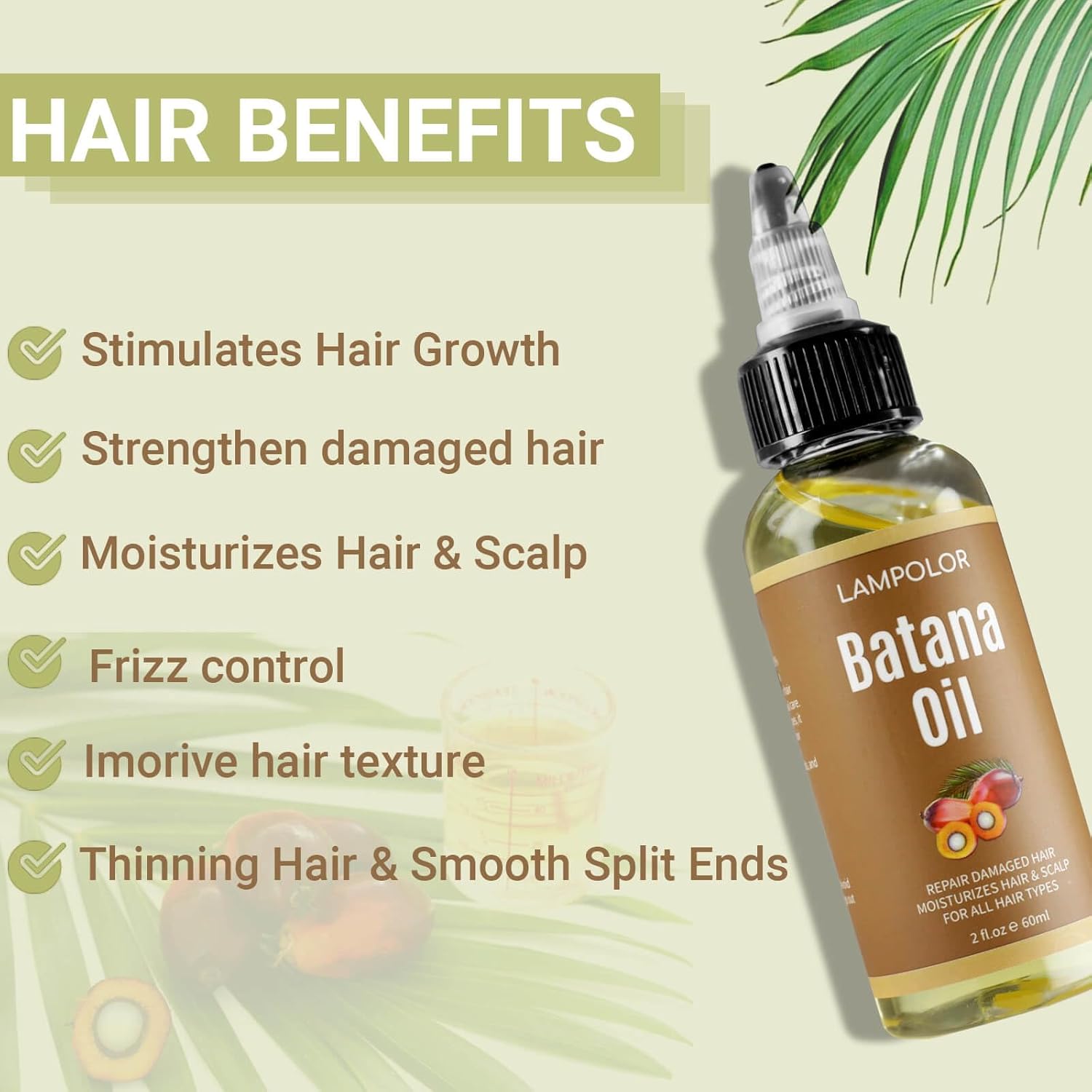 RAW Batana Oil for Hair Growth, Dr Sebi Organic Unrefined Batana Oil from Honduran, 100% Pure & Natural Hair Growth for Thicker & Stronger Hair - 2 FL OZ - 60Ml - 1Pack - natuurlijk supplement | naturalcleance.com