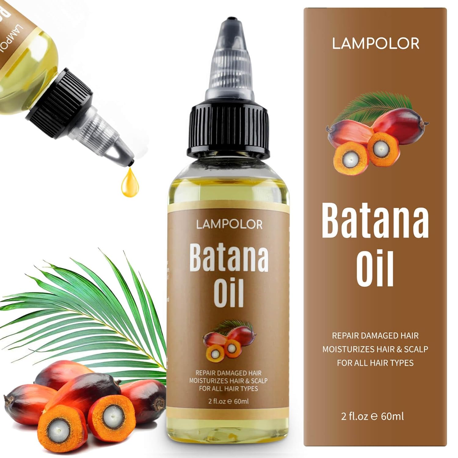RAW Batana Oil for Hair Growth, Dr Sebi Organic Unrefined Batana Oil from Honduran, 100% Pure & Natural Hair Growth for Thicker & Stronger Hair - 2 FL OZ - 60Ml - 1Pack - natuurlijk supplement | naturalcleance.com